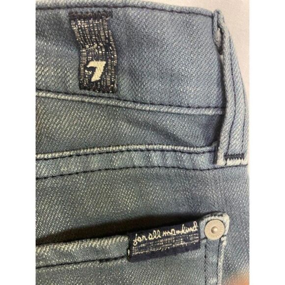 7 For All Mankind Blue Gray Distressed Antiqued Boot Cut Jeans Womens Size 28 - Picture 10 of 10